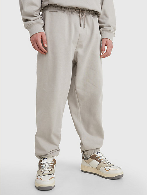 grey tonal logo relaxed fit joggers for men tommy jeans