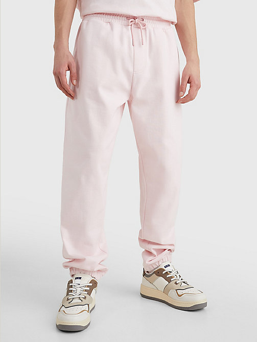 pink tonal logo relaxed fit joggers for men tommy jeans