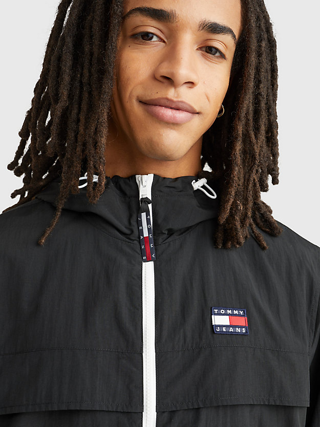 BLACK Toggle Cord Hood Chicago Windbreaker for men TOMMY JEANS