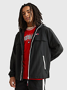 black toggle cord hood chicago windbreaker for men tommy jeans