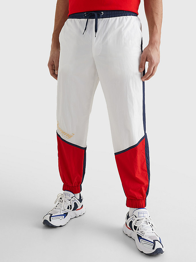 wit colour-blocked jogger voor heren - tommy jeans
