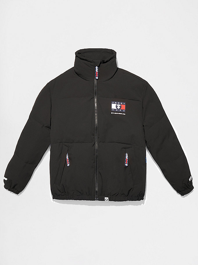 black tommy x aape exclusive puffer jacket for unisex tommy jeans
