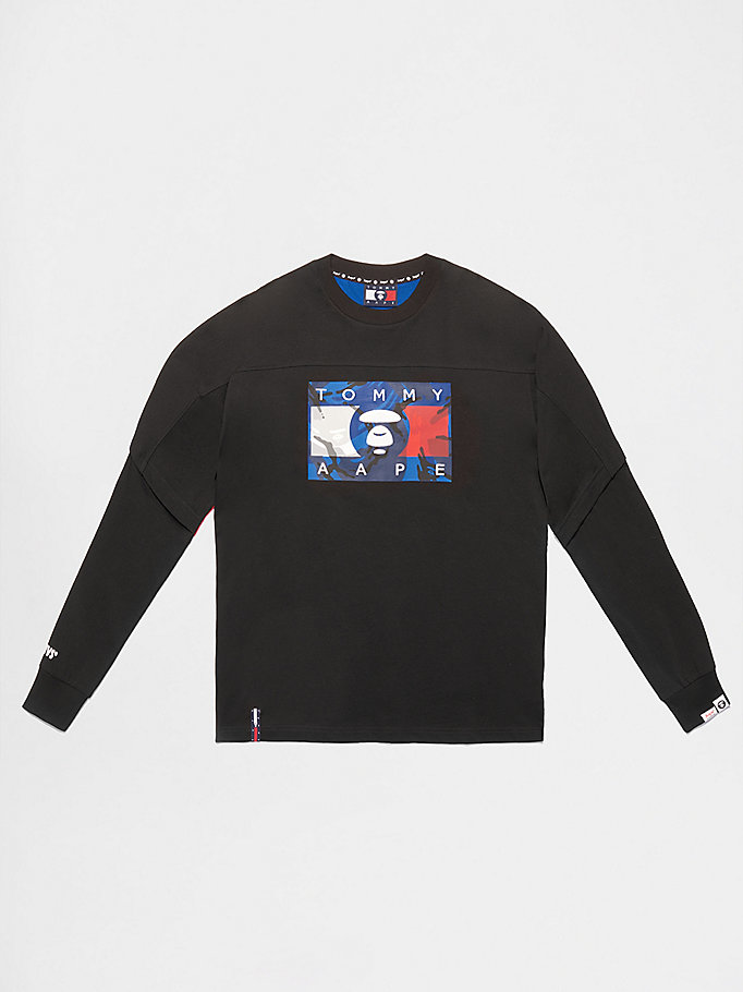 black tommy x aape long sleeve t-shirt for unisex tommy jeans