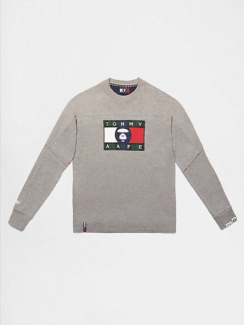 grey tommy x aape long sleeve t-shirt for unisex tommy jeans