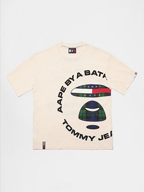 beige tommy x aape t-shirt for unisex tommy jeans