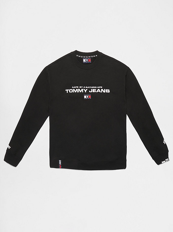 black tommy x aape fleece sweatshirt for unisex tommy jeans