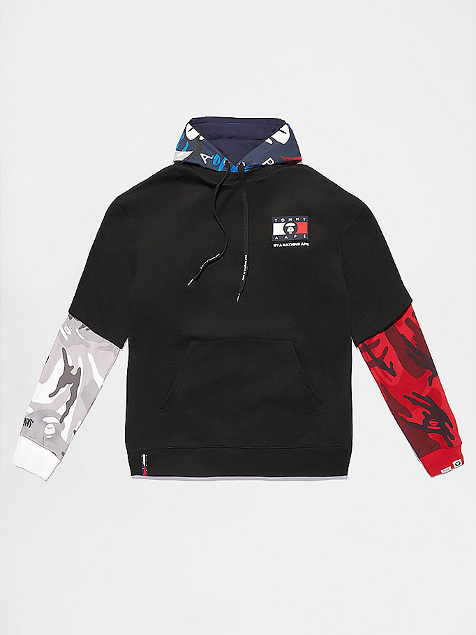 black tommy x aape full face hoody for unisex tommy jeans