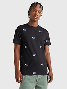 black organic cotton flag print t-shirt for men tommy jeans