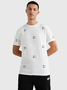 white organic cotton flag print t-shirt for men tommy jeans