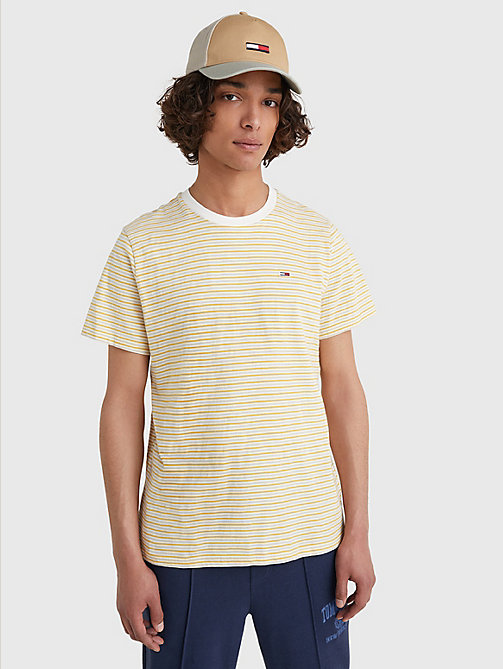 yellow essential stripe slub t-shirt for men tommy jeans