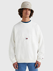 white college logo embroidery slub sweatshirt for men tommy jeans