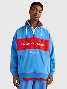 blue mock turtleneck sweatshirt for men tommy jeans