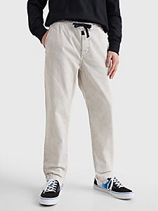 beige stretch denim joggers for men tommy jeans