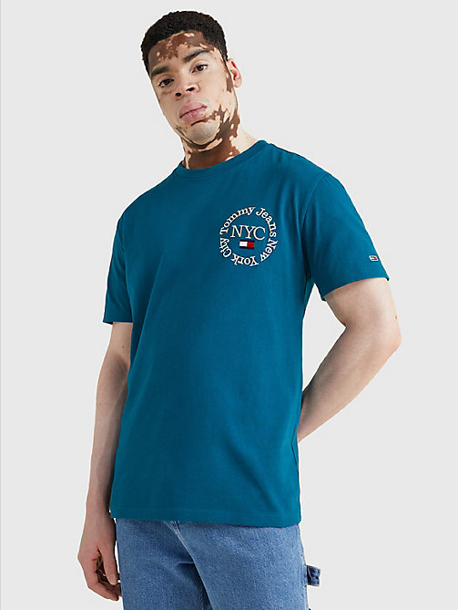 blue timeless logo t-shirt for men tommy jeans