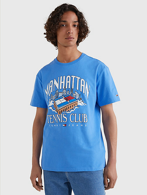 blue recycled cotton logo t-shirt for men tommy jeans