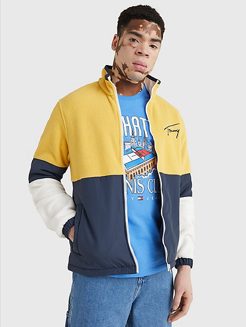 yellow signature mixed media jacket for men tommy jeans