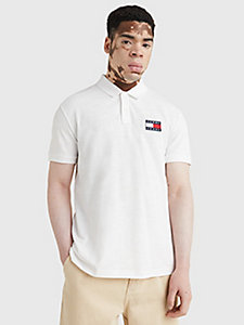 white spliced logo polo for men tommy jeans