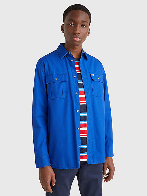 blue essential organic cotton overshirt for men tommy jeans