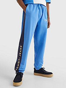 blue relaxed logo joggers for men tommy jeans