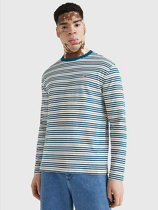 blue long sleeve stripe t-shirt for men tommy jeans