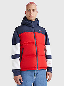 red alaska colour-blocked padded vest for men tommy jeans