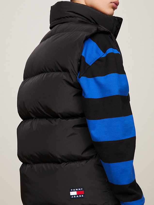 black hooded down alaska puffer vest for men tommy jeans