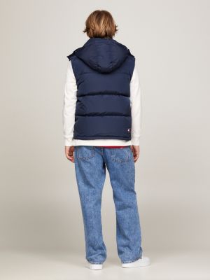 Mens puffer vest with fur outlet hood