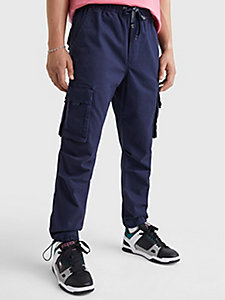 blue cargo drawstring tapered trousers for men tommy jeans