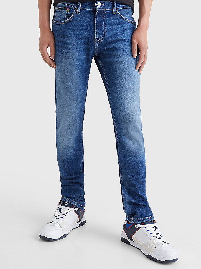 denim scanton slim jeans met fading voor heren - tommy jeans