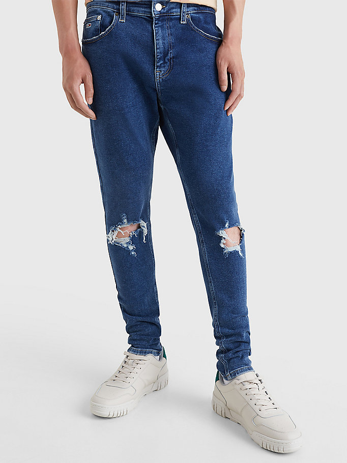 denim finley skinny jeans met distressing voor heren - tommy jeans