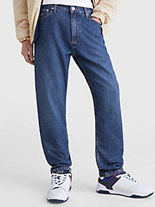 denim dad tapered jeans mit aufgesticktem logo für herren - tommy jeans