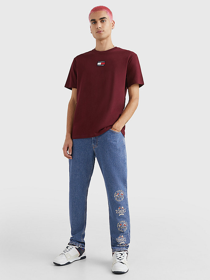 denim ethan relaxed tapered logo embroidery jeans for men tommy jeans