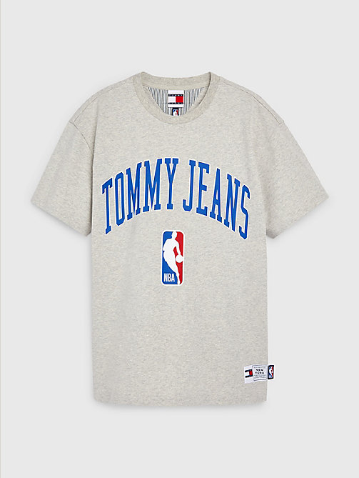 grey tommy jeans & nba logo relaxed t-shirt for men tommy jeans