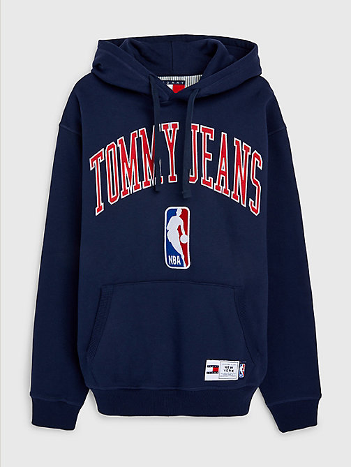 blue tommy jeans & nba relaxed hoody for men tommy jeans
