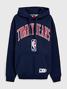 blue tommy jeans & nba relaxed hoody for men tommy jeans