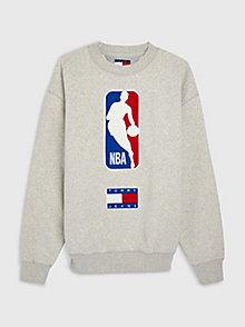 grey tommy jeans & nba relaxed sweatshirt for men tommy jeans