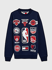 blue tommy jeans & nba relaxed team sweatshirt for men tommy jeans