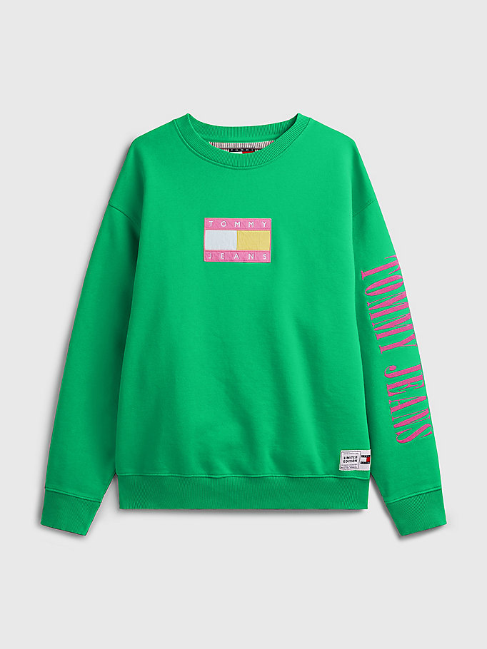 groen exclusive pop drop sweatshirt voor men - tommy jeans