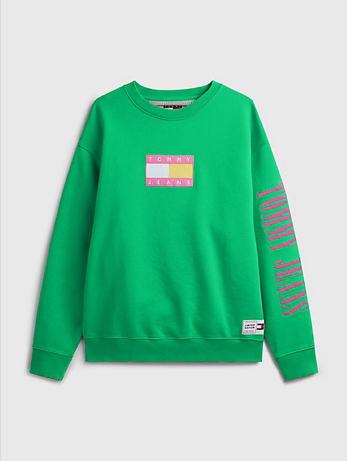 green exclusive pop drop sweatshirt for men tommy jeans