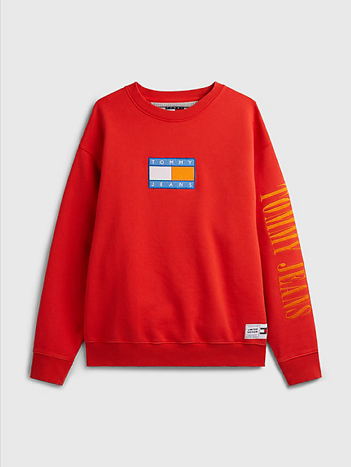 red exclusive pop drop sweatshirt for men tommy jeans