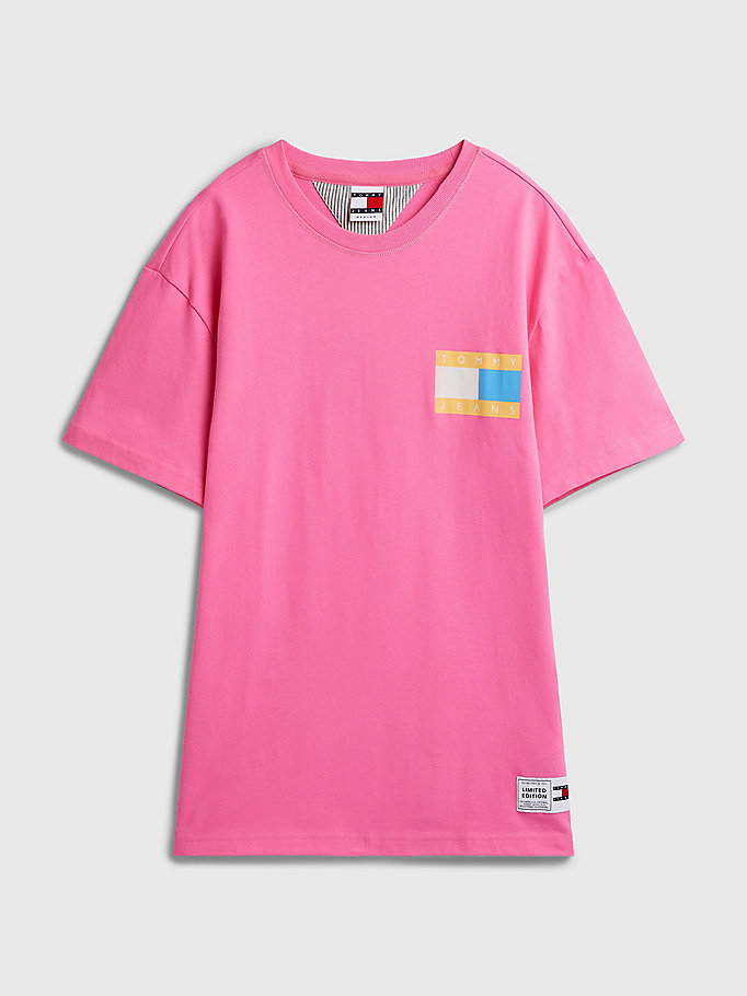 roze exclusive pop drop t-shirt voor men - tommy jeans