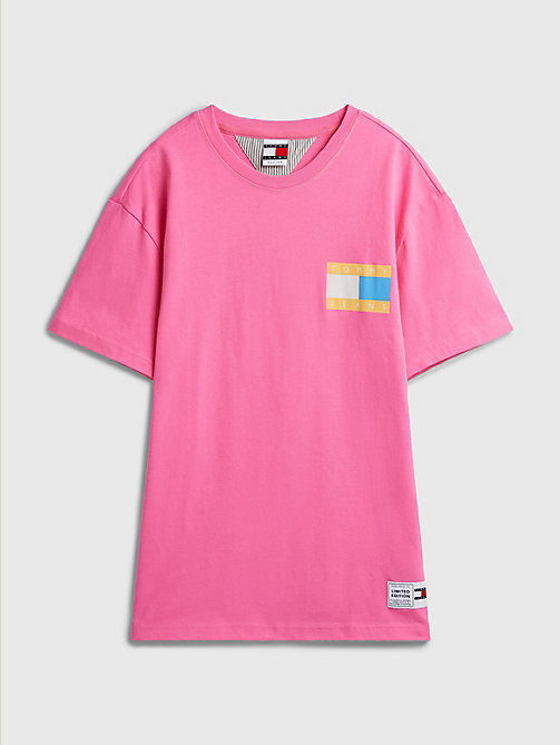 roze exclusive pop drop t-shirt voor heren - tommy jeans