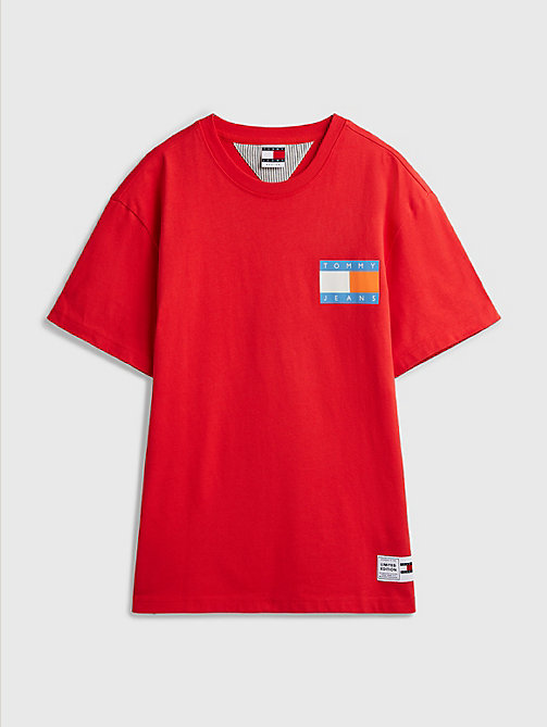 red exclusive pop drop t-shirt for men tommy jeans