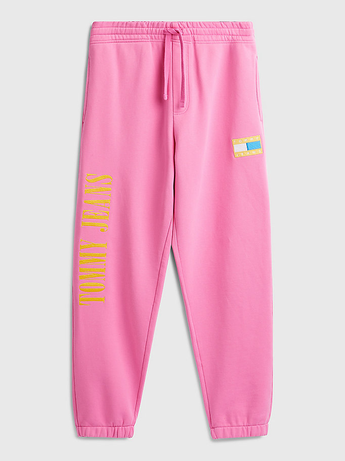 roze exclusive pop drop jogger voor men - tommy jeans