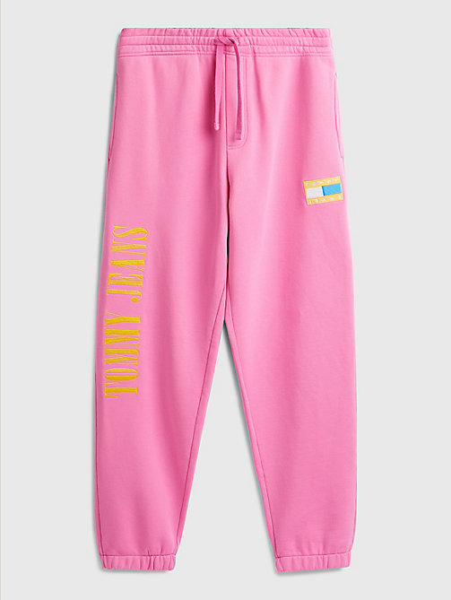 pink exclusive pop drop joggers for men tommy jeans