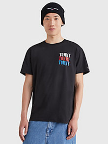 czarny t-shirt o klasycznym kroju z logo dla mężczyźni - tommy jeans