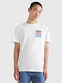 biały t-shirt o klasycznym kroju z logo dla mężczyźni - tommy jeans