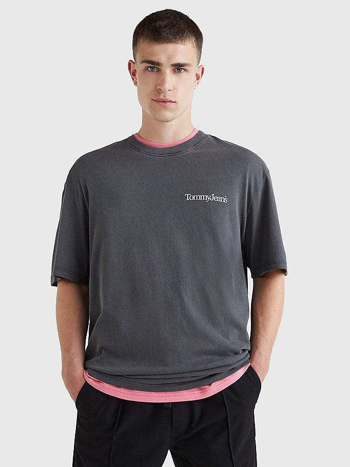 zwart skater-t-shirt met logo op de achterkant voor heren - tommy jeans