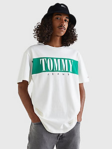 Tommy Hilfiger T-shirt imprim\u00e9 gris clair-noir mouchet\u00e9 style d\u00e9contract\u00e9 Mode Hauts T-shirts imprimés 