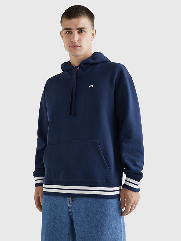 TWILIGHT NAVY College Logo Relaxed Fit Hoody for men TOMMY JEANS